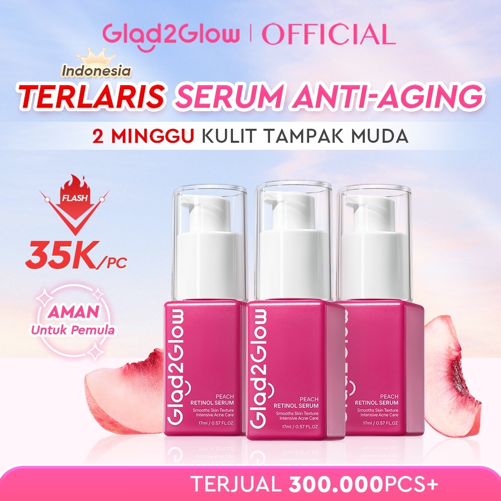 Glad2Glow Peach Retinol Serum aging serum  Anti-kerut Pulihkan  glowing serum pelembab exfoliasi wajah Membantu mencegah glad2glow official store