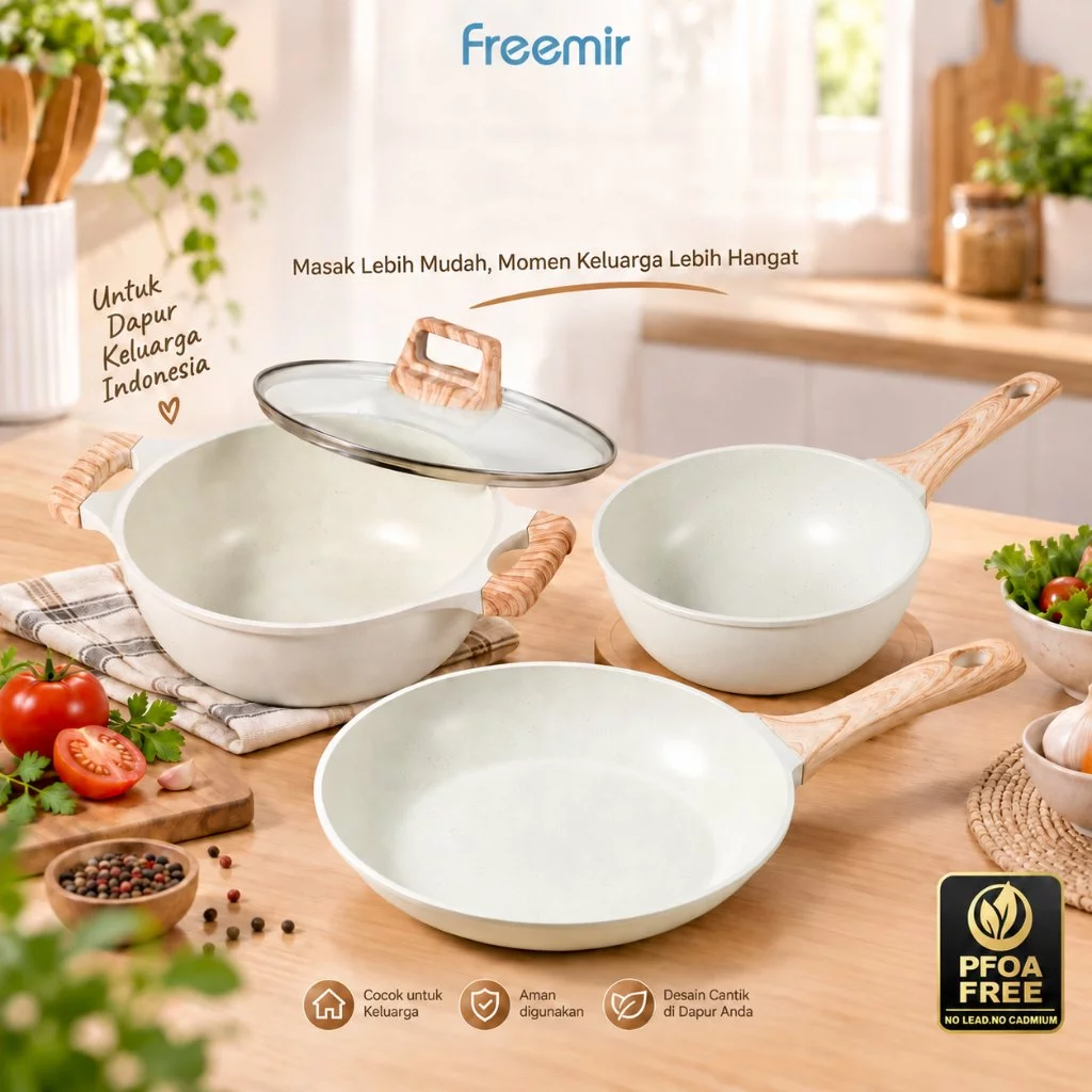 Freemir 3 Pcs Cookware Set Anti Lengket Estetik