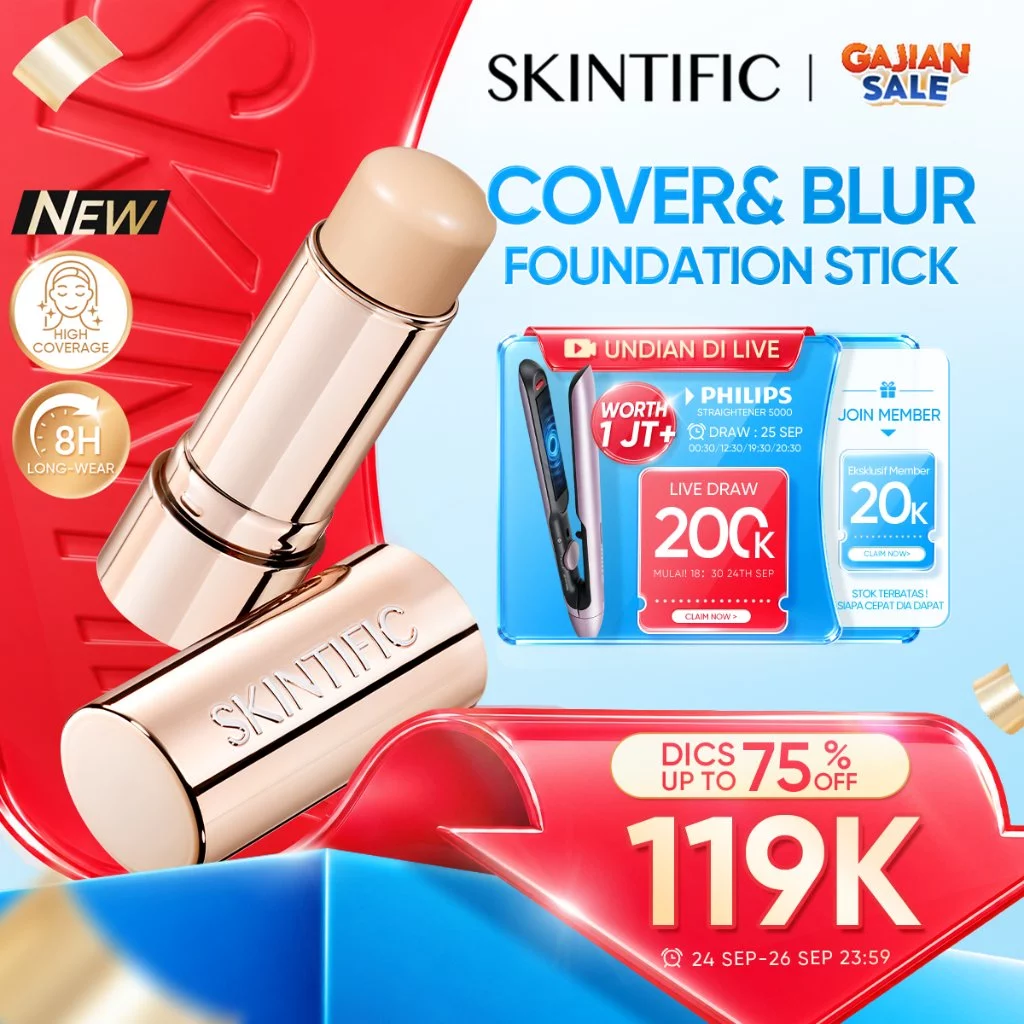 [NEW LACUNCH] SKINTIFIC - Cover Smooth Blurring Foundation Stick SKIN TINT STICK | Tahan Lama 8H STAY FLAWLESS SOFT MATTE FINISH Full Coverage Refill Cushion Concealer Highlighter Contour Blush SKINCARE-INFUSED Makeup