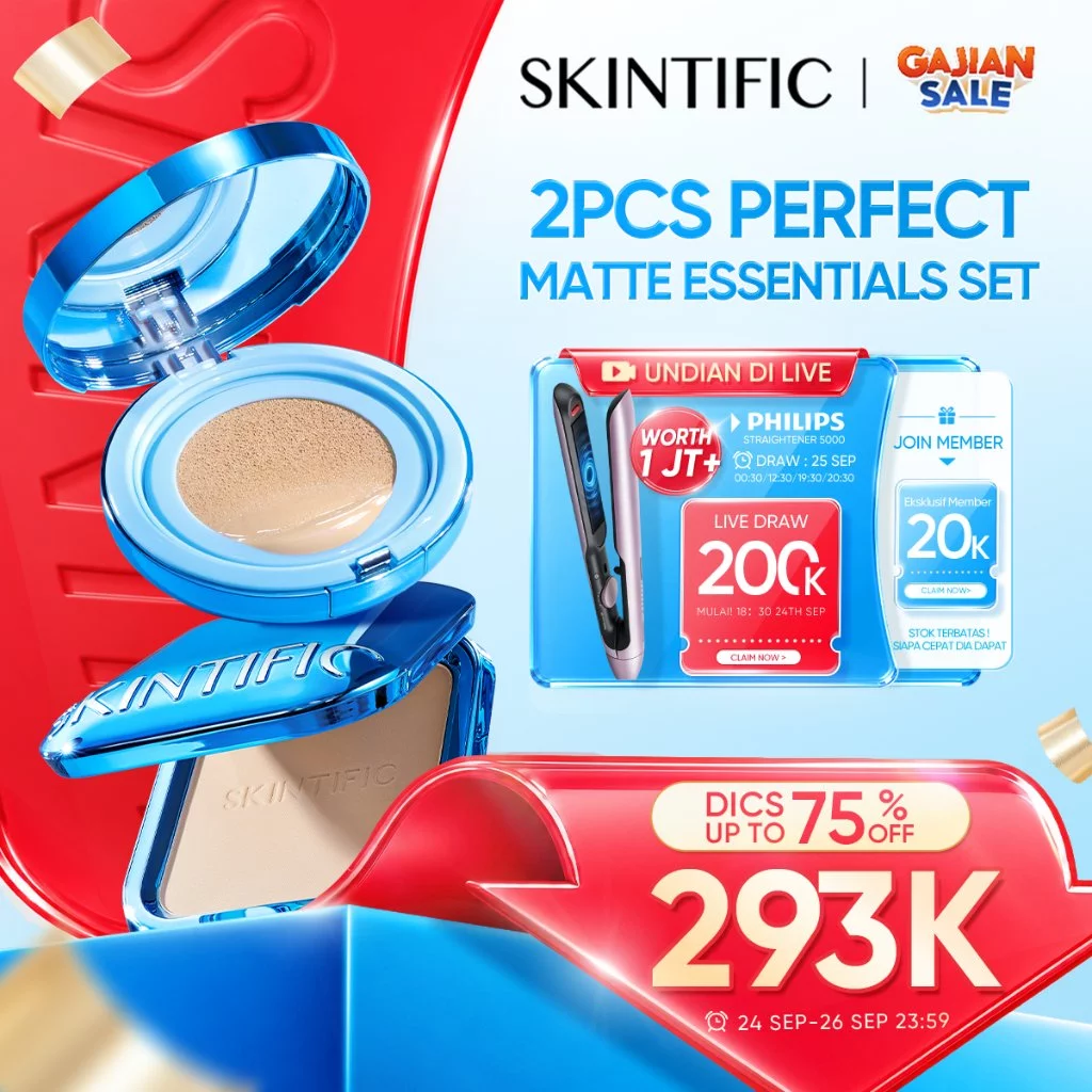Skintific 2in1 Makeup Set Matte Cushion Powder