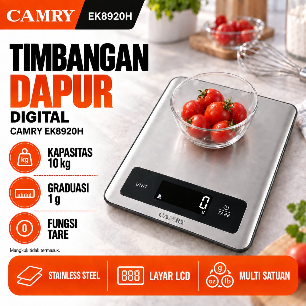 Jual Timbangan Dapur Digital CAMRY 10KG Akurasi 1g Stainless Steel LCD ...