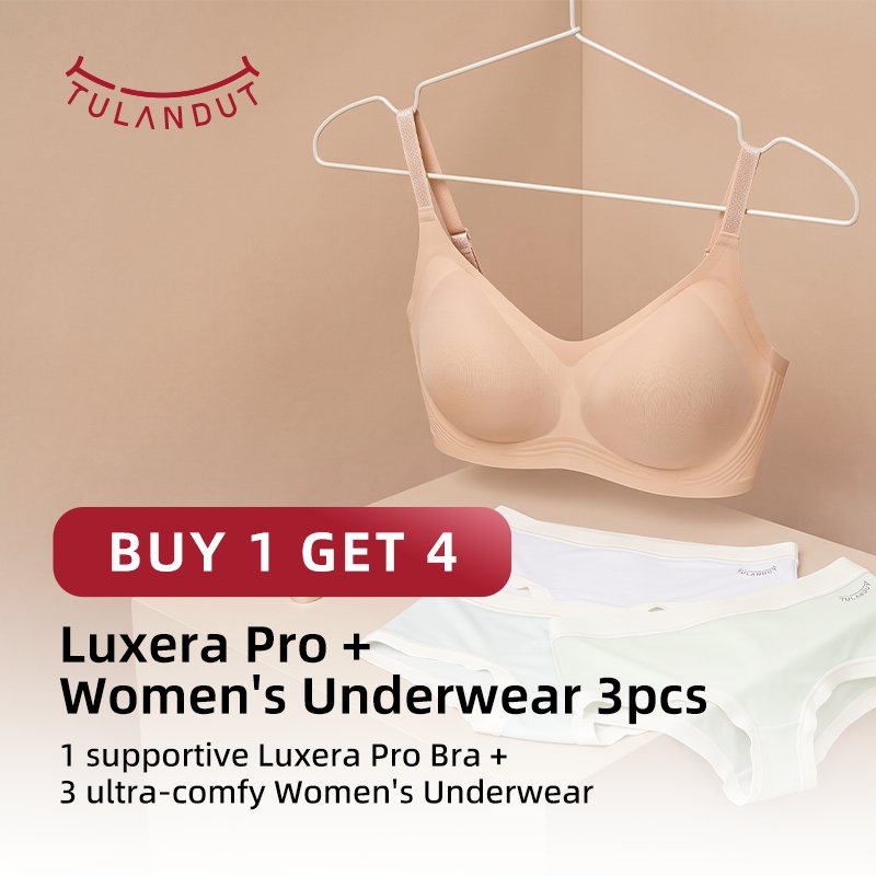 Tulandut Buy 1 Get 4 [LUXERA PRO Bra BH + 3pcs Celana Dalam Serat Alami] Feel Free Bra Wanita Seamless Jelly Support Bra Premium Motif Anti Slip Bra Push Up Dewasa Remaja Full Coverage Tidak Nyeplak Comfort in Style Nyaman Lembut 62199