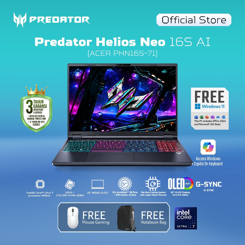 Jual (FREE MOUSE & KOPER PREDATOR) ACER LAPTOP GAMING PREDATOR HELIOS ...