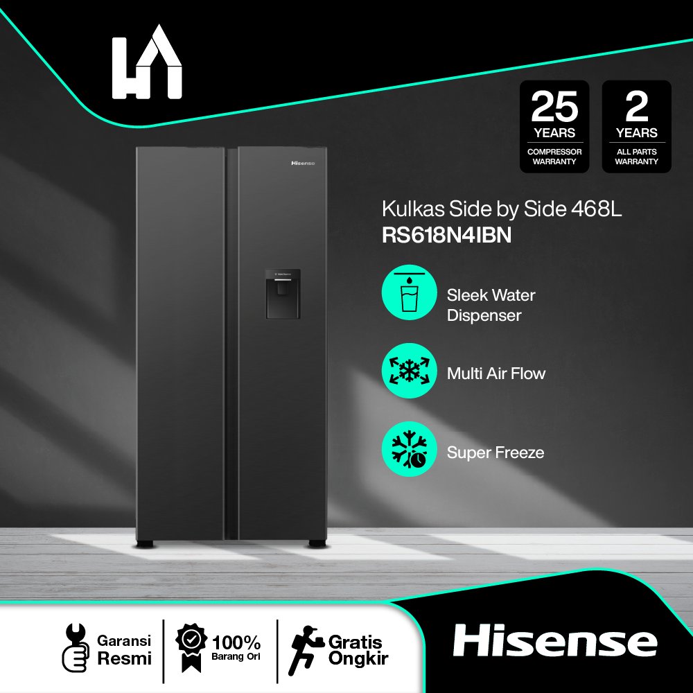 Jual Hisense RS618N4IBN Kulkas Side by Side 468 Liter Inverter pro ...