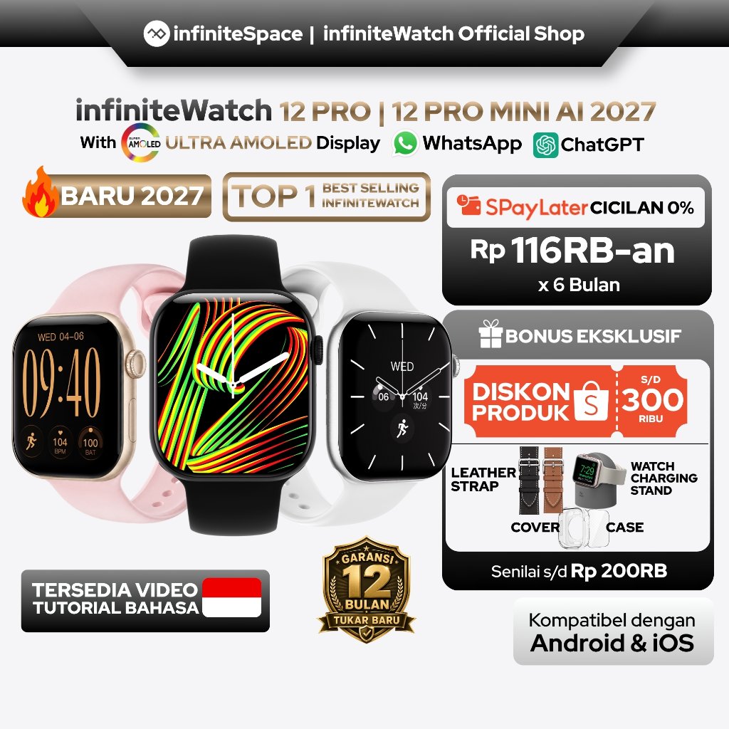 Jual [TOP 1 | BARU 2027] infiniteWatch 12 Pro | 12 Pro Mini Smartwatch ...