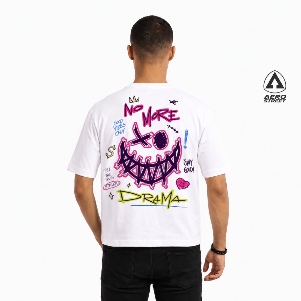 Aerostreet T-Shirt Boxy Fit Stay Gold Putih Kaos Katun Unisex Sablon Graphic Premium Streetwear Street Colorful