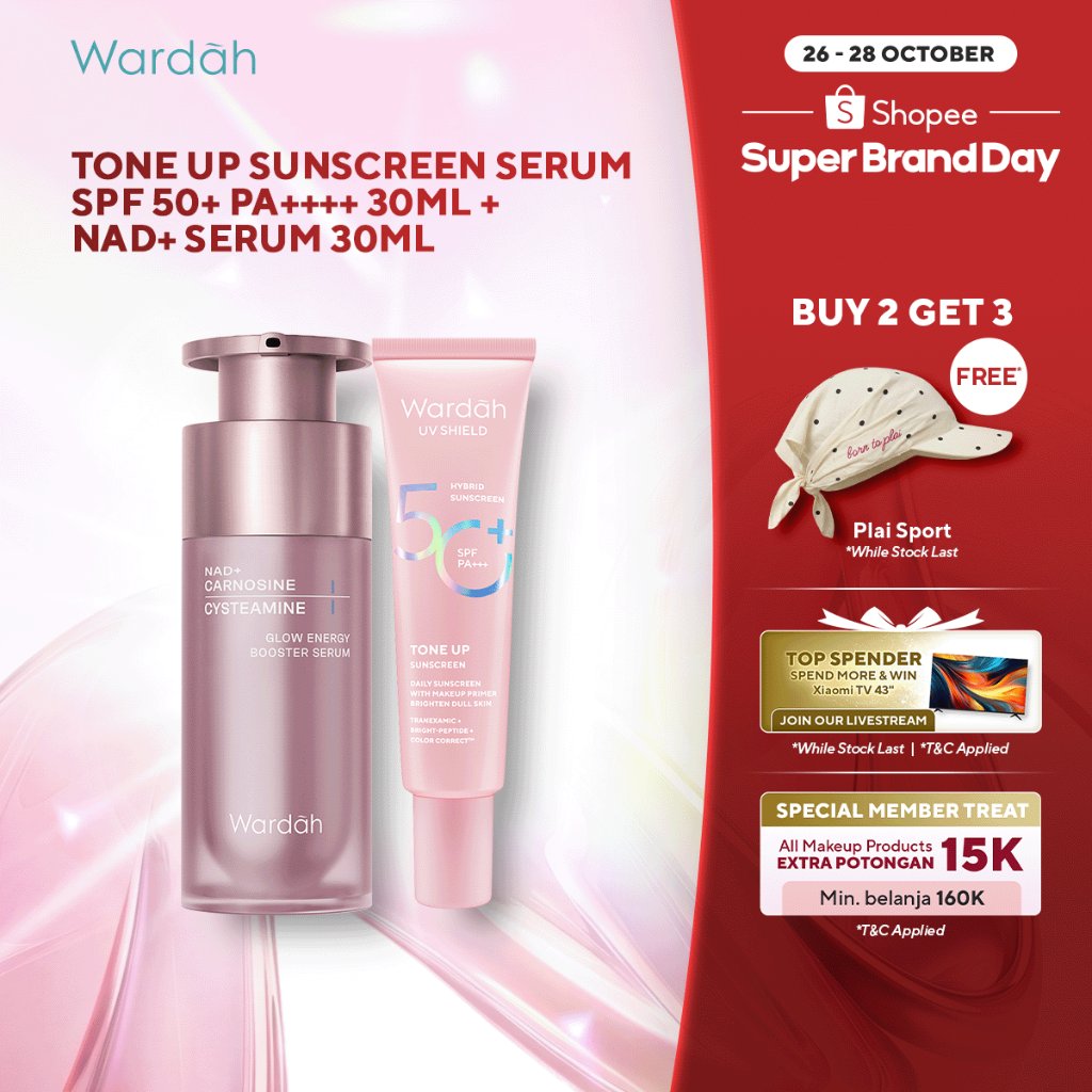 Wardah Sunscreen UV Shield Tinted Tone Up SPF 50 PA 30 ml - Makeup Primer, Base Make Up, Mencerahkan Wajah, Samarkan Noda Hitam, Tidak Lengket, Cepat Meresap - Sunscreen No. 1 Sunscreen of the Year - Skincare