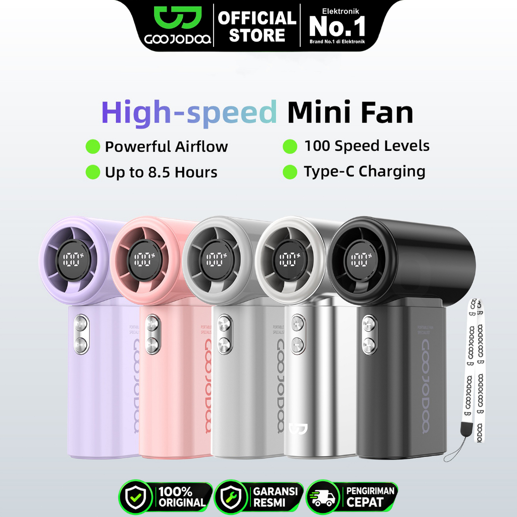 Goojodoq GFS017 Mini kipas Strong Portable Wind 100 Gear Wind Speed kipas angin Adjustable Turbo kipas tangan High Speed 177000RPM