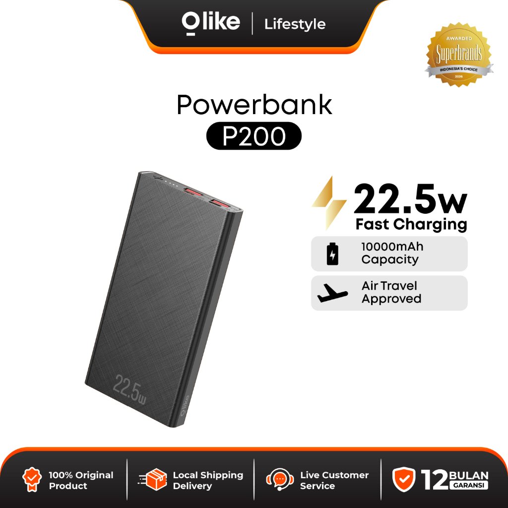 Olike Powerbank Fast Charging 22.5W 10000mAh P200 USB Type-C Output Digital Power Display
