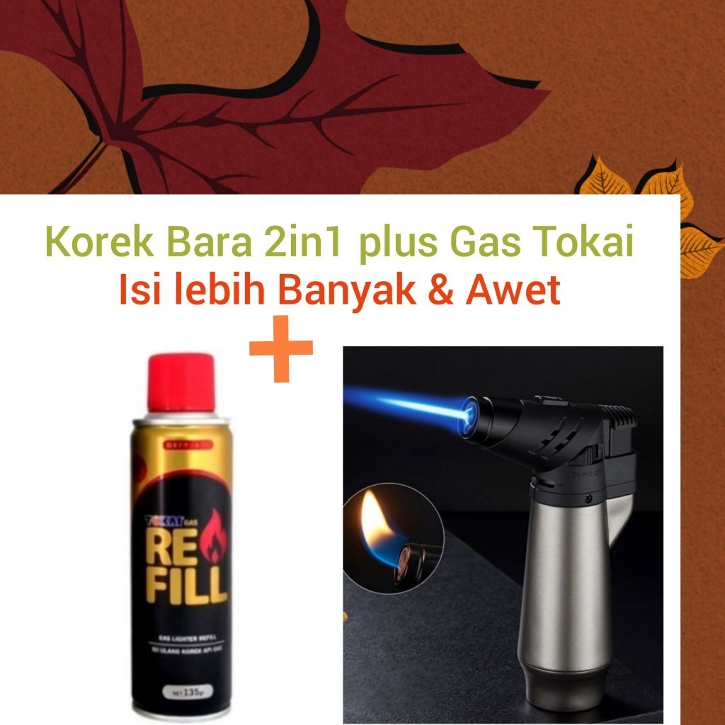 Jual Korek Api Bara 2in1 + Gas Tokai Korek Blow Torch Bisa Api Bara ...
