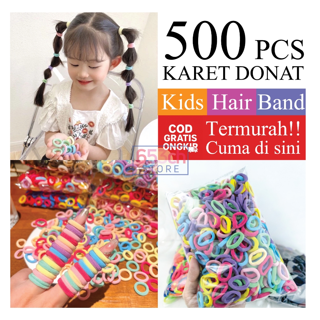 Jual 653ch.store - COD 500 Pcs Ikat Karet Rambut Donat 2cm Kunciran ...