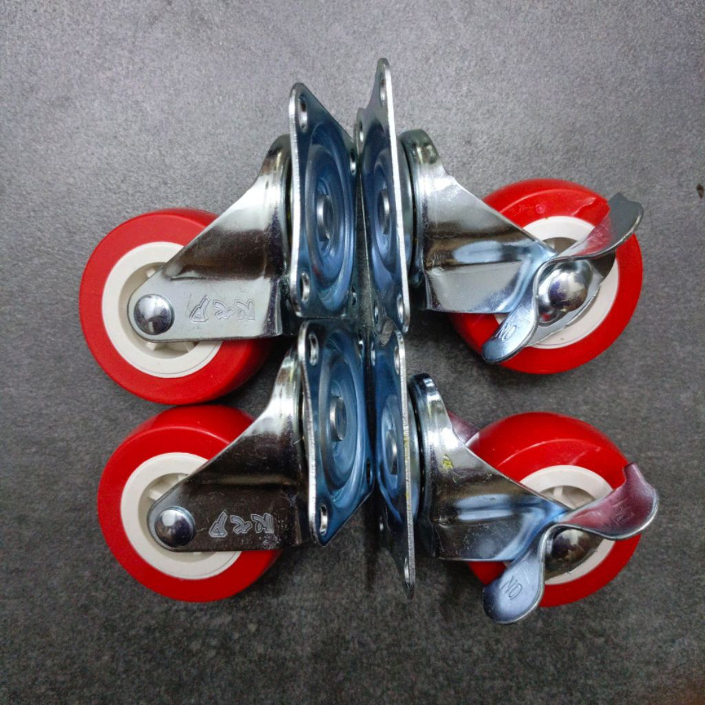 Jual (4PC) RODA PVC MERAH ETALASE KURSI MEJA TROLI 2
