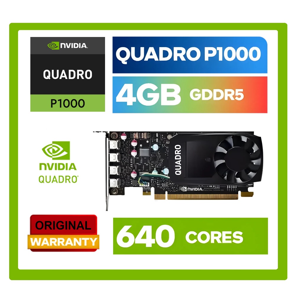 Jual NVIDIA Quadro P1000 4GB GDDR5 640Core GPU Card dengan dukungan 4x ...