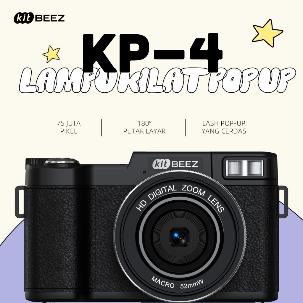 Jual KiTBEEZ KP-4 Kamera Digital WiFi 75MP 5K 18x Putaran 180° Filp ...