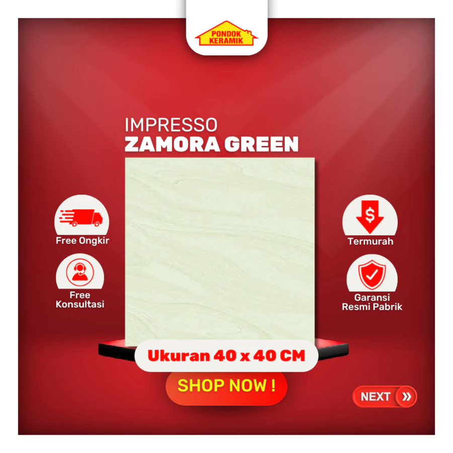 Keramik Lantai 40x40 Impresso Zamora Green Glossy Motif Marble Kilap