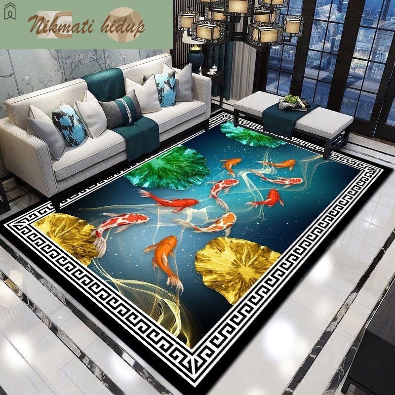 (Diskon) BELI LOKAL Karpet Lantai Eropa Permadani 100x150cm & 150x200cm & 200x300cm Anti Slip Ruang Tamu
