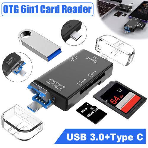 Jual OTG 6 in 1 Card Reader Support USB 3.1 Type C / USB 2.0 / SD Card ...