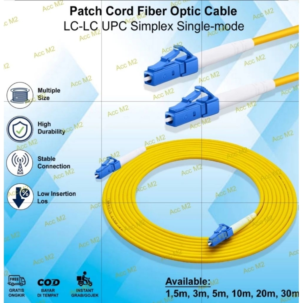 Jual Kabel Fiber Optic Patch cord Simplex LC to LC UPC Single Mode 1.5m ...