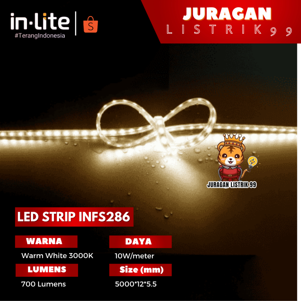 Jual INLITE - LAMPU LED STRIP 5050 AC 220V 10WATT PER METER NFS286 JUAL ...