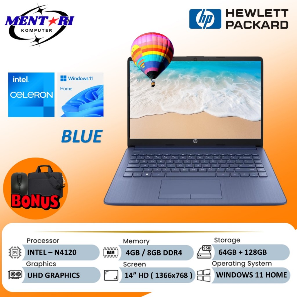 PROMO Laptop HP 14 Intel N4120 8GB 128GB 14 Inch Windows 11 Home