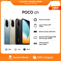 POCO C71 (4+4GB/128GB) Performa Cadas | Layar Cadas 6.88" 120Hz | Baterai Cadas 5200mAh | Expansi RAM hingga 8GB dan storage 128GB