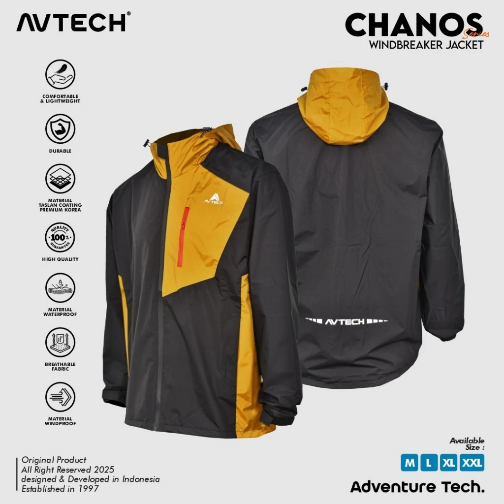 AVTECH - Jaket Pria Wanita Windbreaker Water Repellent Outdoor Hiking Gunung Camping Motor - CHANOS