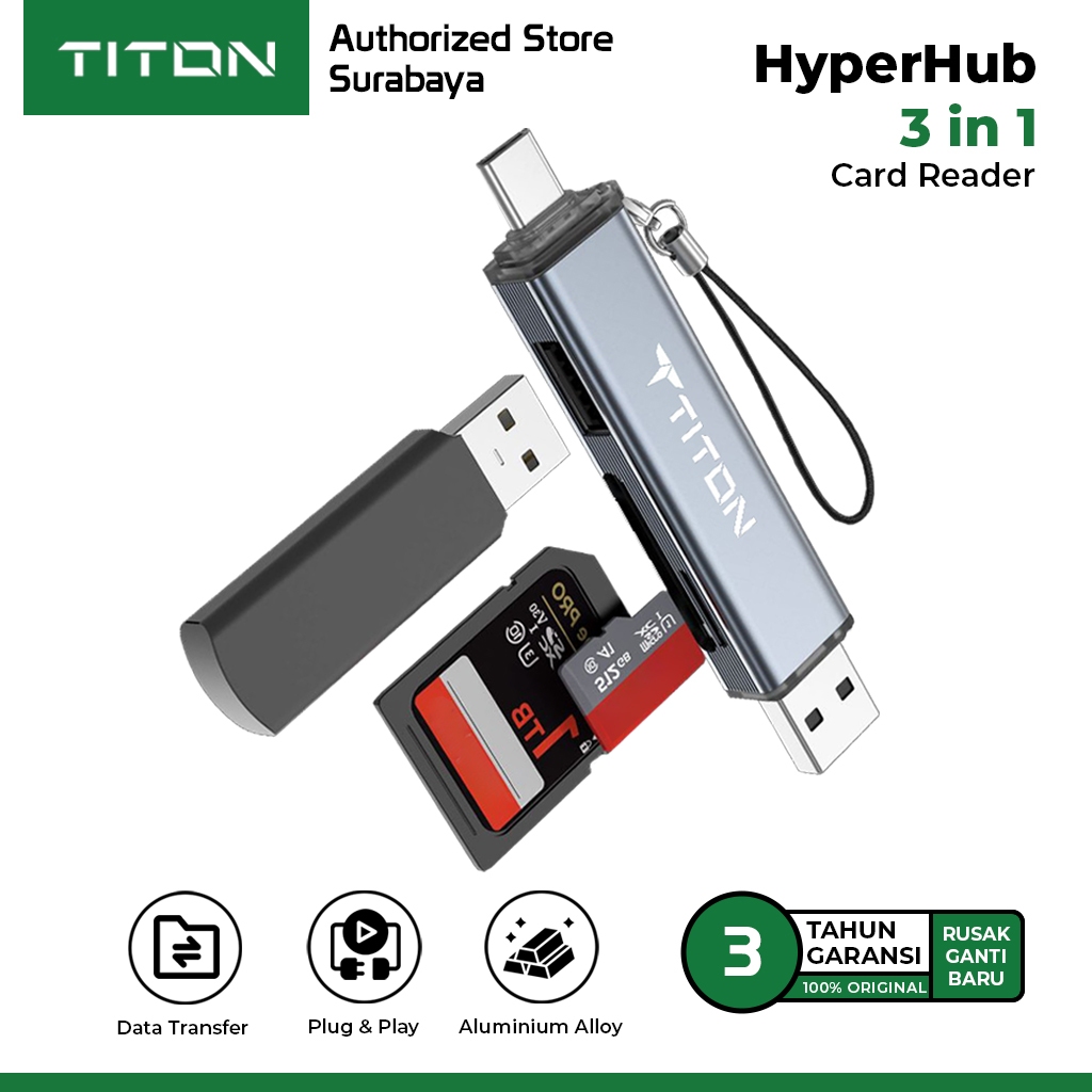 Jual Titon HyperHub Card Reader USB Hub TF Memory Card SD Card ...