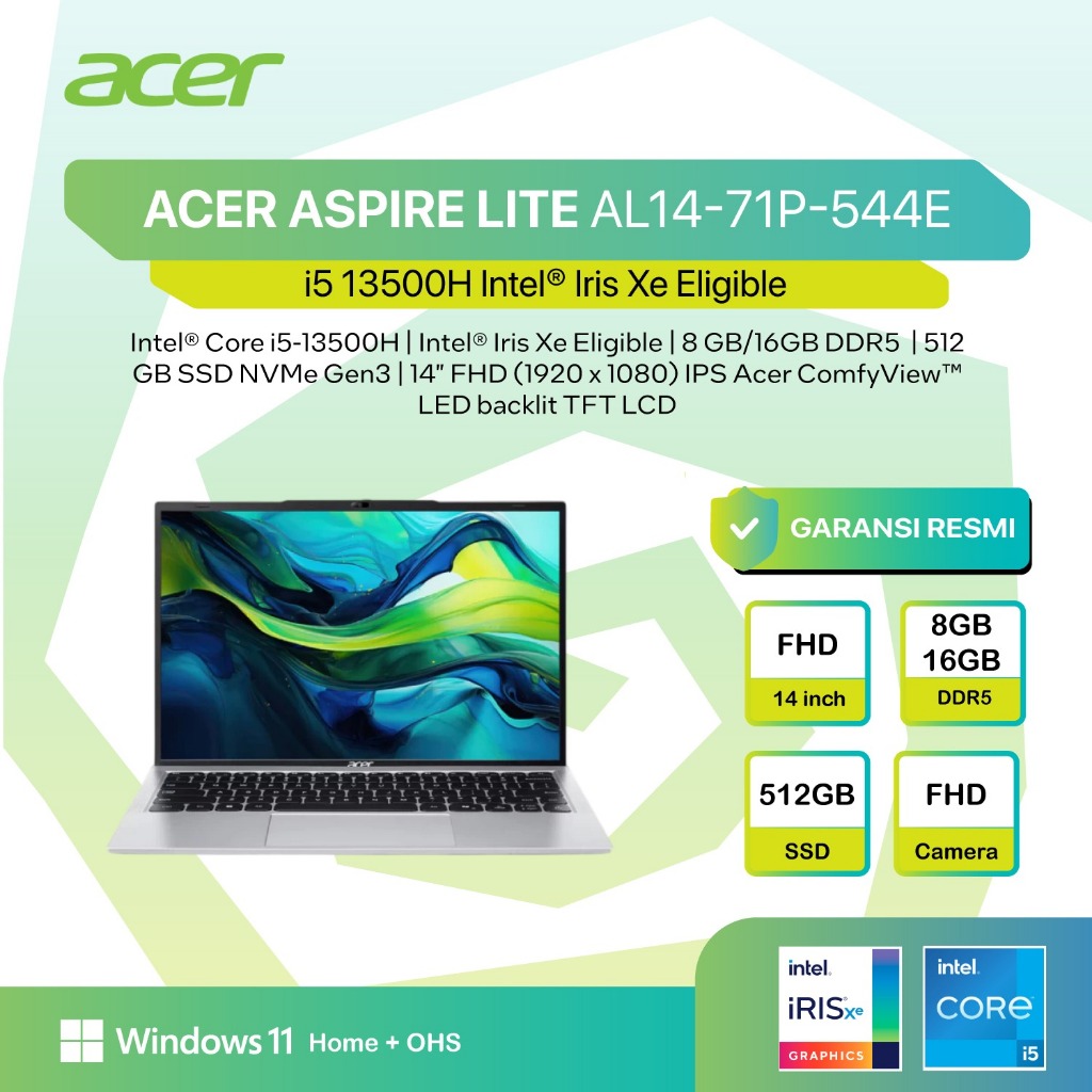 Jual LAPTOP ACER ASPIRE LITE AL14-71P-544E i5 13500H RAM 8GB STORAGE ...