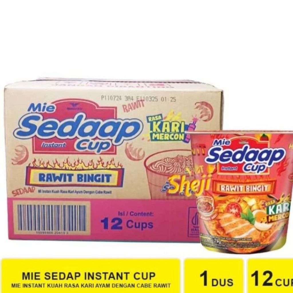 Jual NOODLES/MIE INSTANT SEDAP KUAH RAWIT BINGIT RASA KARI MERCON CUP ...
