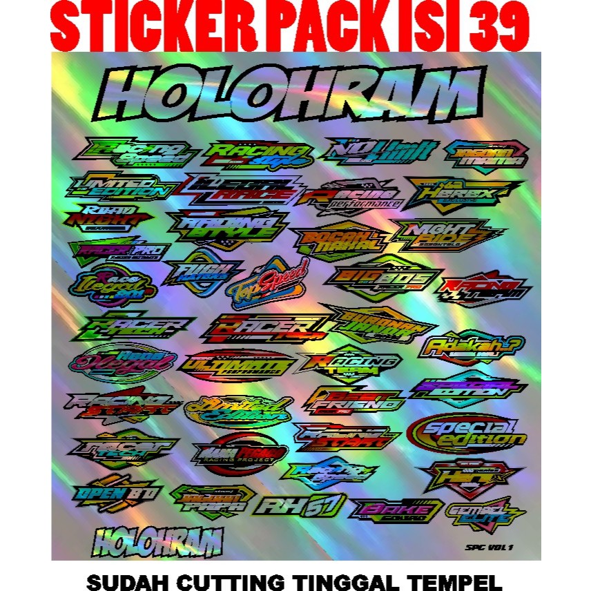 Jual (COD)TERBARU 36 PCS STICKER PACK RACING VINYL HOLOGRAM PELANGI ...