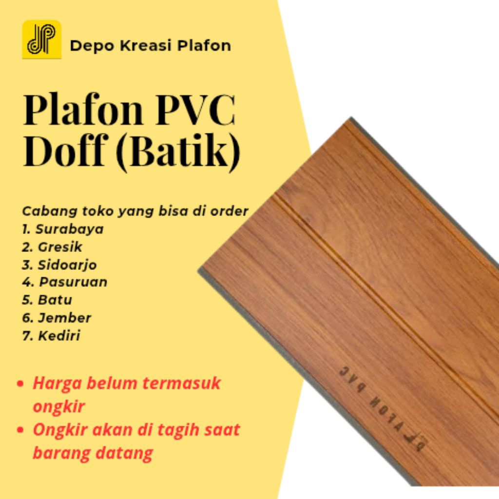 Jual ( KHUSUS PENGIRIMAN MOBIL ) PERLEMBAR PLAFON PVC DOFF BATIK PLAFON ...