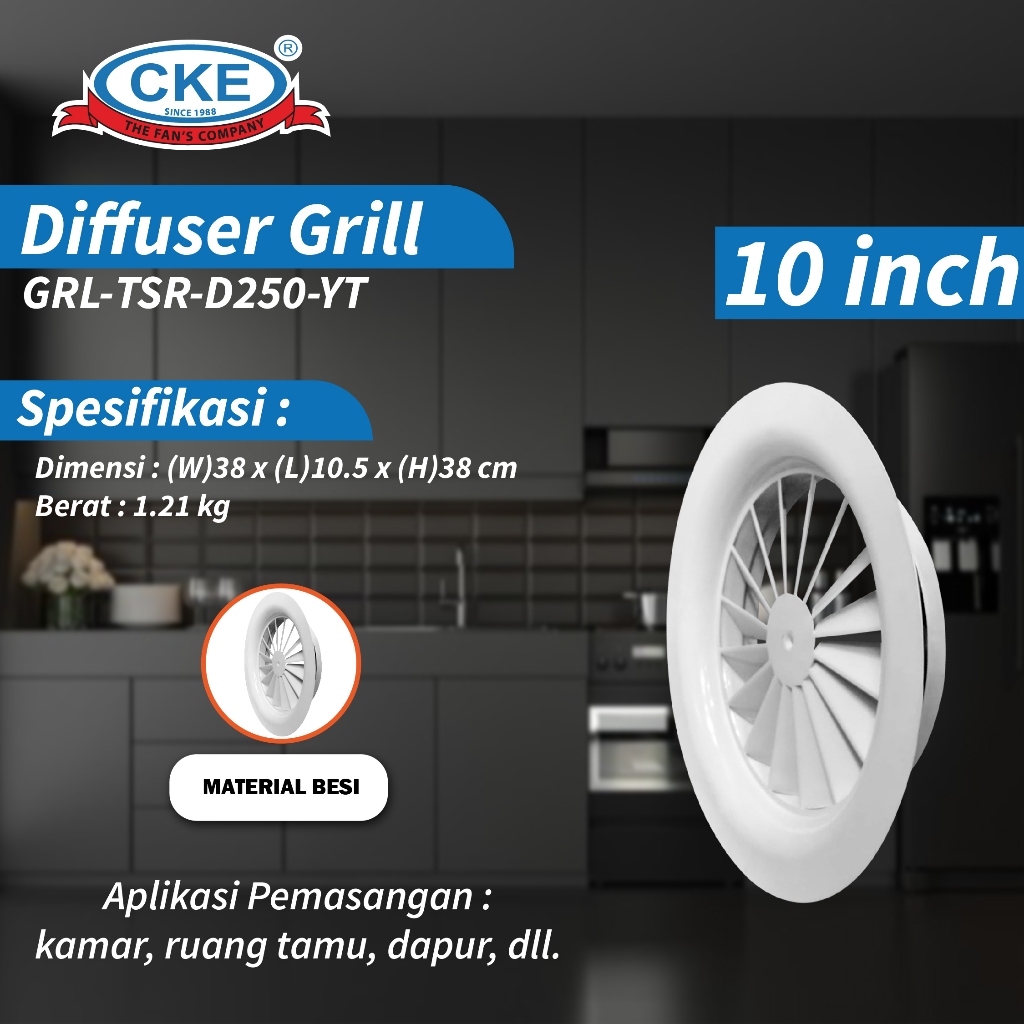 Jual Swirl Diffuser 10 inch Ceiling Round Air Grill penutup ducting AC ...