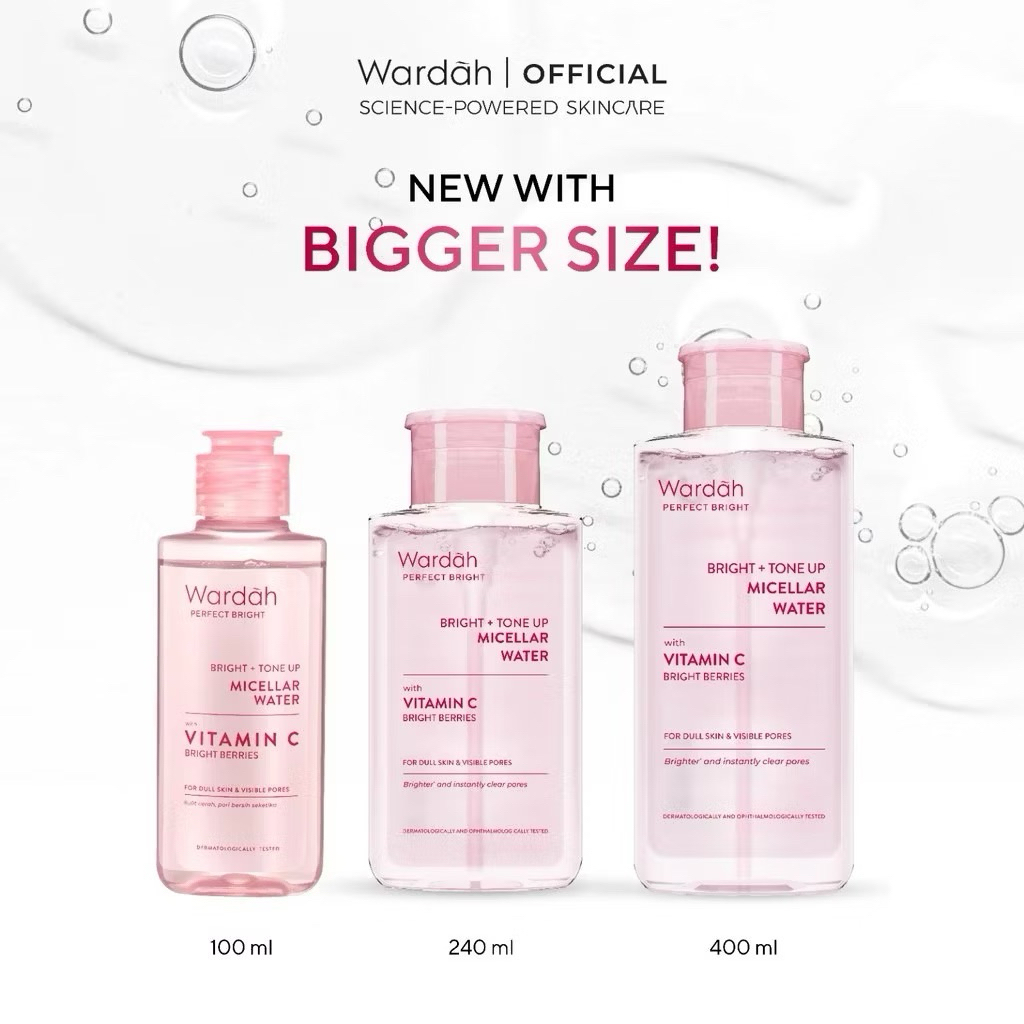 Jual New ! Wardah Perfect Bright Tone Up Micellar Water Netto | Shopee ...