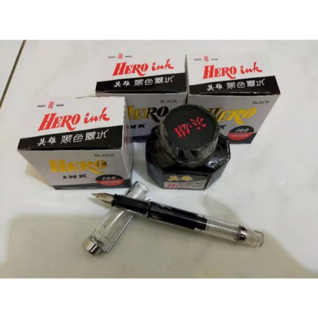 Jual Tinta Hero / Tinta Pena HERO Ink Black Hitam For Fountain Pen 50ml ...