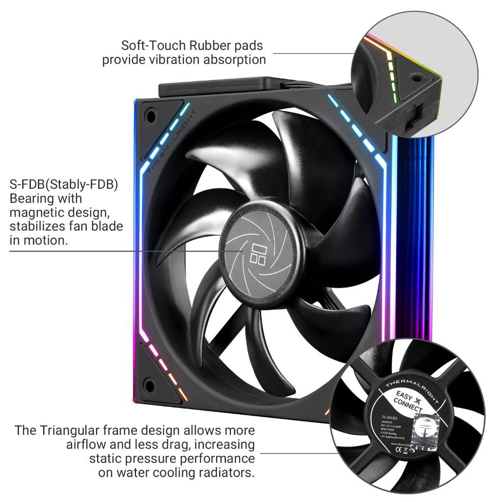 Jual Thermalright TL-M12Q ARGB 120mm Fan Wireless Splicing 4pin PWM Fan ...