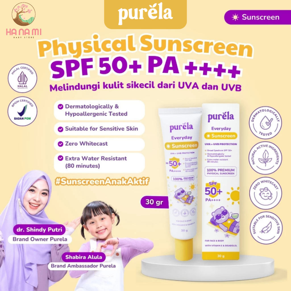 Jual Purela Sunscreen 30gr / Physical Sunscreen SPF 50+ PA++++ 30 gr ...