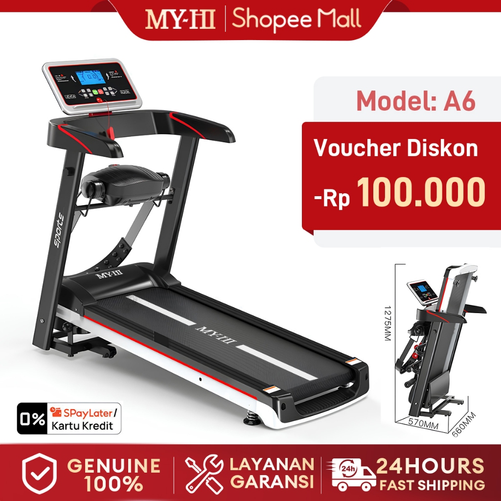 Jual MY HI Treadmill Portable A6 Dasbor Digital Treadmill Electric Low 
