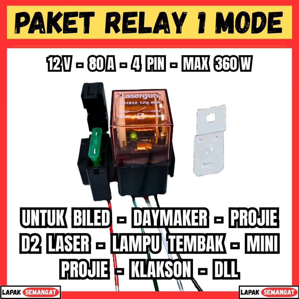 Jual Relay Transparan 12V 80A Lampu Klakson Paket Lengkap Fuse Socket ...