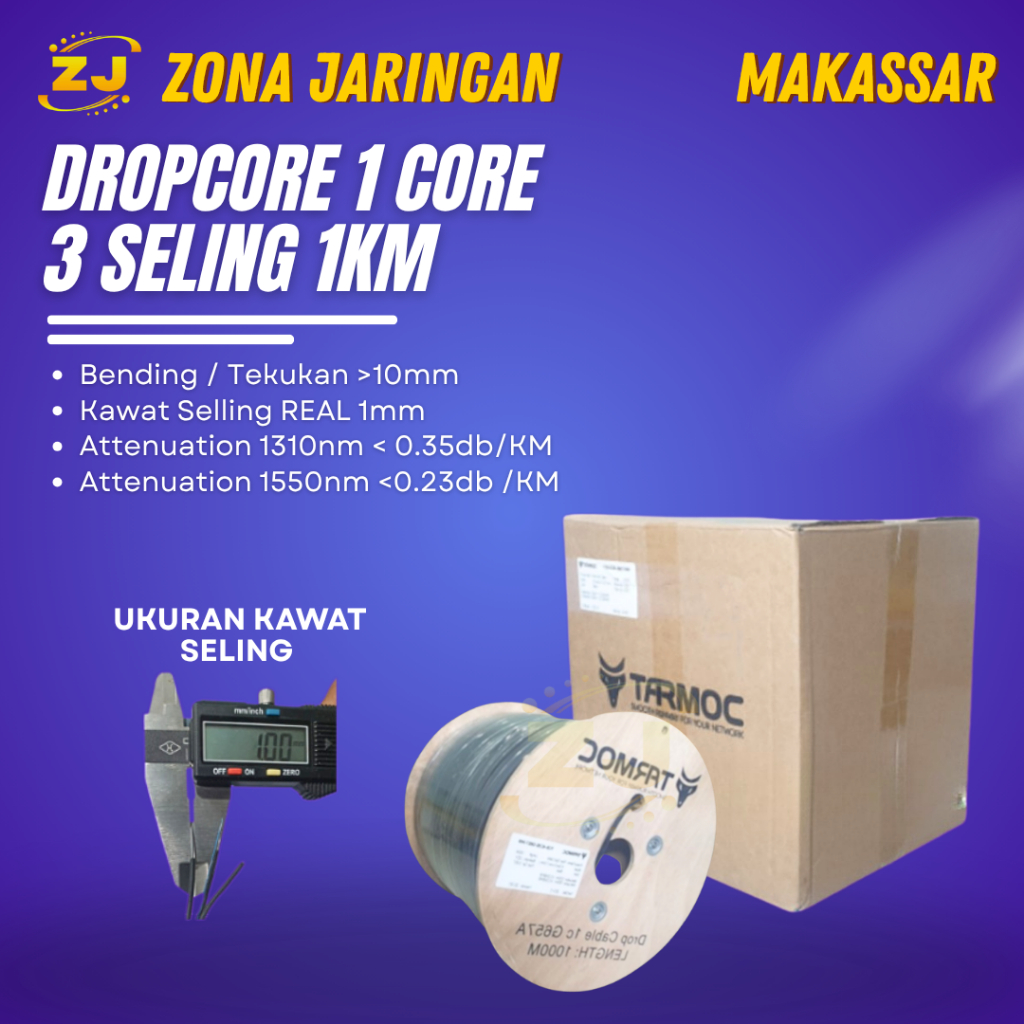 Jual Kabel Dropcore FO 1 CORE 3 SELING 1000m/Cable FO Drop Core SM 1 ...