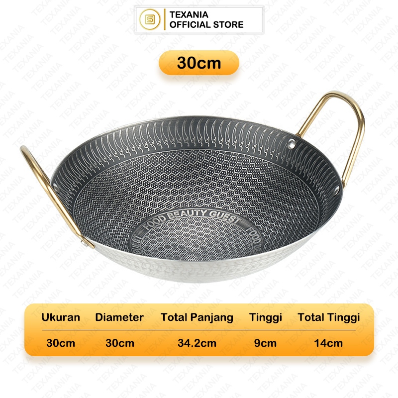 Texania Wajan Stainless Steel Anti Lengket Premium 5 Ukuran Kuali Serbaguna - foto 4
