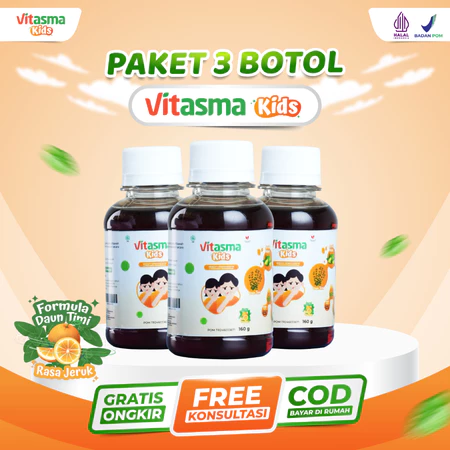 VITASMA KIDS PAKET 3 BOTOL - Madu Anak Untuk Mengatasi Batuk Berdahak Ringan Gejala Asma Alergi Dingin 