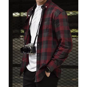 HEYTUAN Kemeja Flanel Pria Lengan Panjang Hem Premium Kotak Baju Modern Unisex