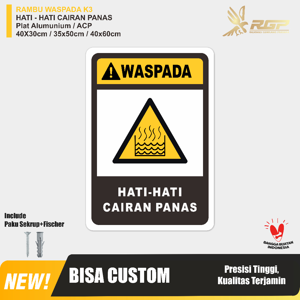 Jual Rambu K3 Waspada Hati Hati Cairan Panas - Plat Alumunium | Shopee ...