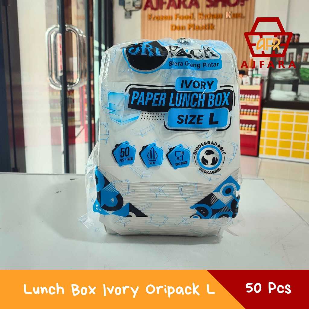 Jual Oripack Lunch Box Ivory L 50 Pcs - Kotak Makan Kertas ...