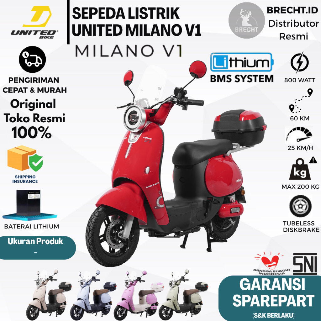 Jual Sepeda Listrik United Bike Milano V1 Baterai Lithium 800 Watt ...