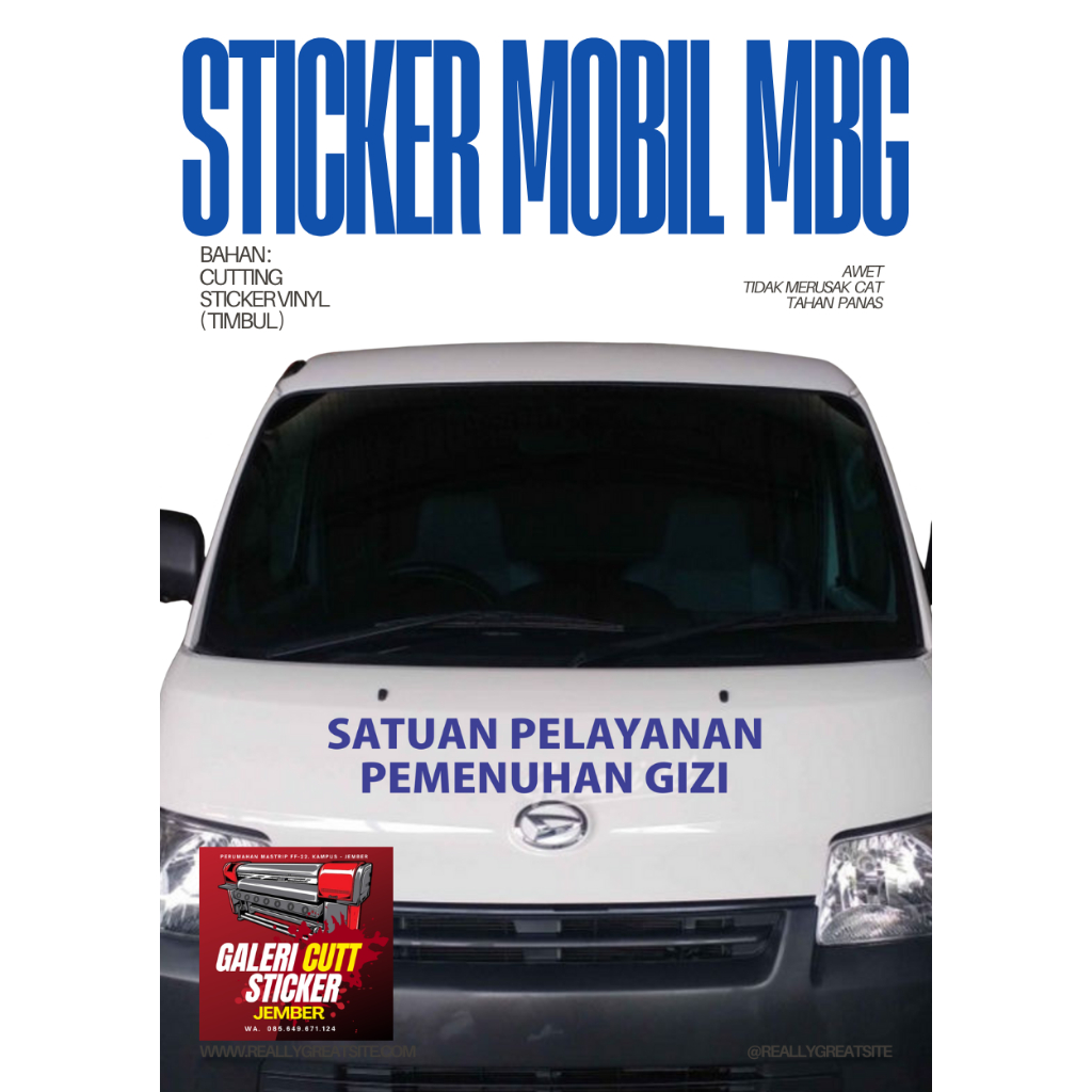 Jual STICKER MOBIL MBG BGN BADAN GIZI NASIONAL | Shopee Indonesia