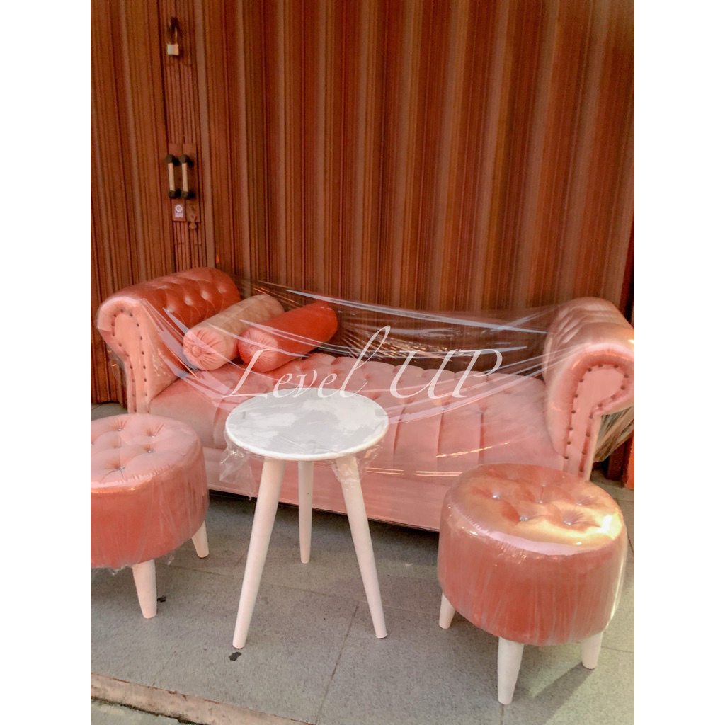 Jual Sofa bench set 2 stools bulat/petak dan meja jamur ( LINK LUAR PKU ...