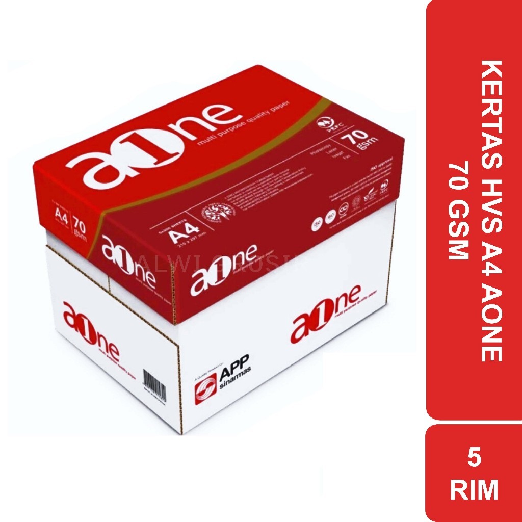 Jual KERTAS HVS A4 F4 AONE 70 GSM (1 KOTAK = 5 RIM) | Shopee Indonesia