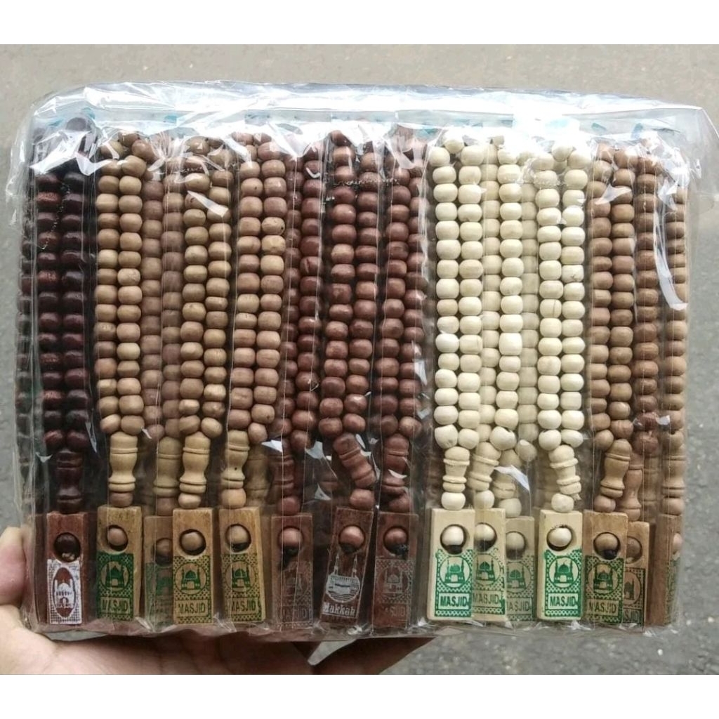 100pcs TASBIH KAYU KEMAS PLASTIK souvenir pernikahan khitanan ulang tahun murah unik lucu tasbeh