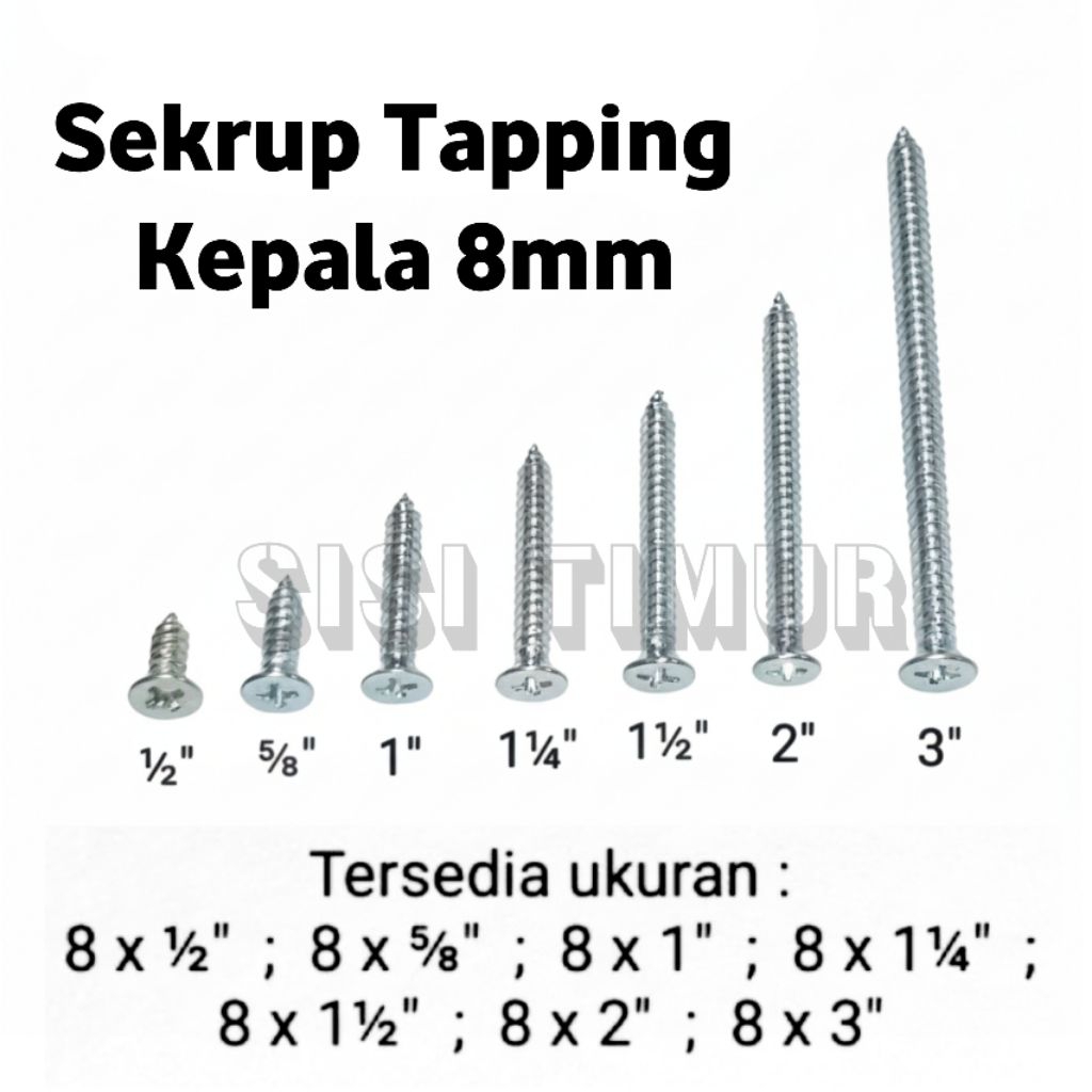 Jual Sekrup Tapping Screw JF Kayu Kepala 8mm , HARGA 1 BUNGKUS 100pcs ...